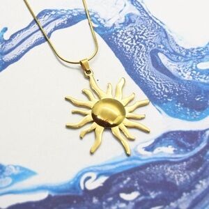 Statement Gold Sun Pendant Necklace